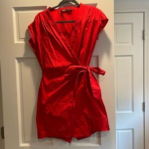 Zara Red Summer Skort Romper, Size M